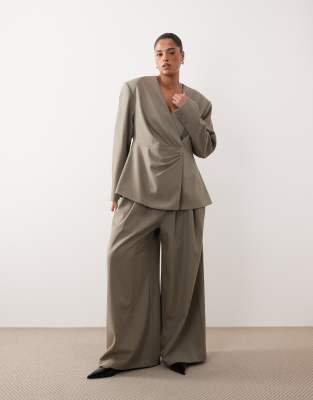 Curve - Pantalon ample et ajusté effet drapé - Gris clair 50