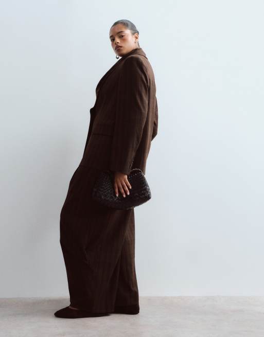 ARRANGE Curve - Pantalon d'ensemble ajusté coupe ample à carreaux - Chocolat, 2 de 5