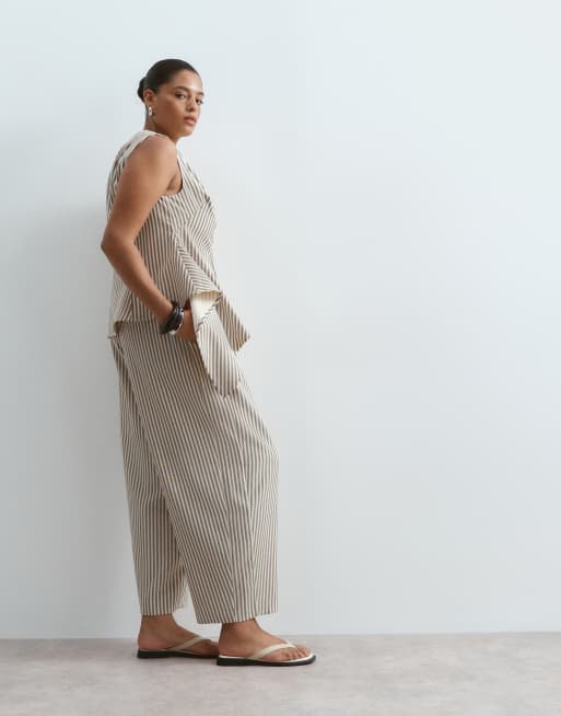 ARRANGE Curve - Pantalon d'ensemble habillé coupe barrel à rayures - Babeurre, 5 de 5