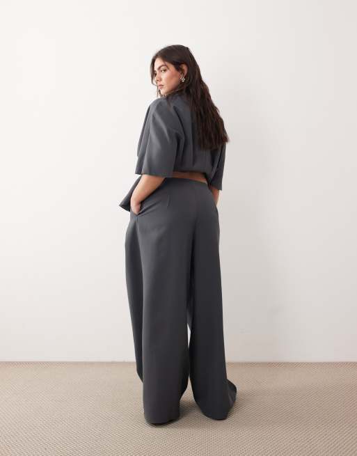 ARRANGE Curve - Pantalon habillé ample d'ensemble à taille plissée - Anthracite, 5 de 5