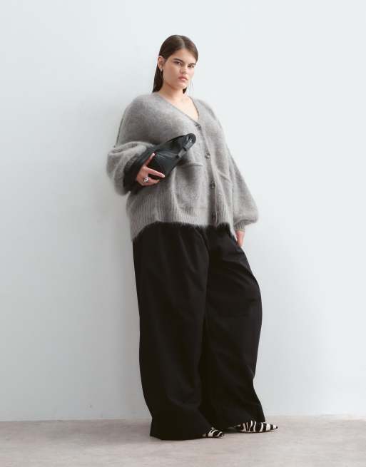 ARRANGE Curve pantaloni sartoriali a vita alta a gamba larga neri, 5 di 5
