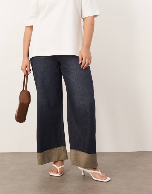 ARRANGE Curve Parker denim high waist slouchy turn up jeans in indigo