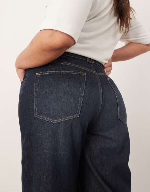 ARRANGE Curve Parker denim high waist slouchy turn up jeans in indigo