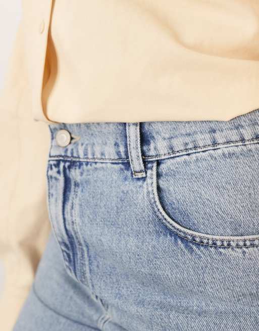ARRANGE Curve Parker denim high rise slouchy turn up jeans in light wash blue