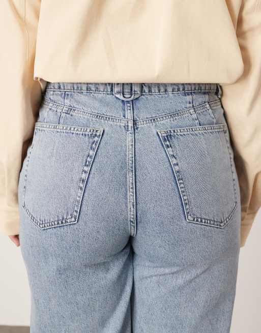 ARRANGE Curve Parker denim high waist slouchy turn up jean in light wash blue, 5 of 5