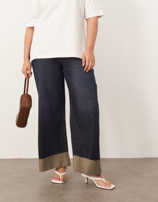 Arrange Curve Parker Denim High Waist Slouchy Turn Up Jeans In Blue