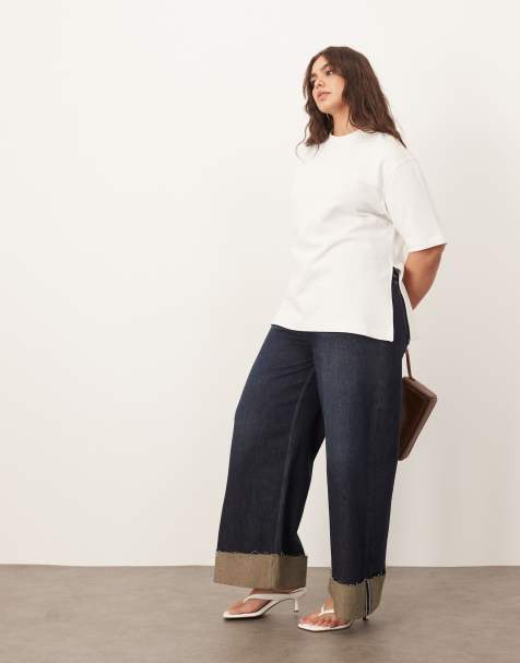 ARRANGE Curve – Parker – Indigoblå, slouchy jeans med hög midja och uppvikt fåll - view 1