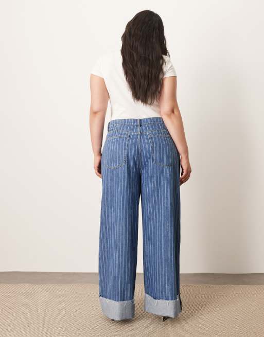 ARRANGE Curve - Parker - Løstsiddende jeans med høj talje, opsmøgede buksekanter og laserstriber, 2 af 5