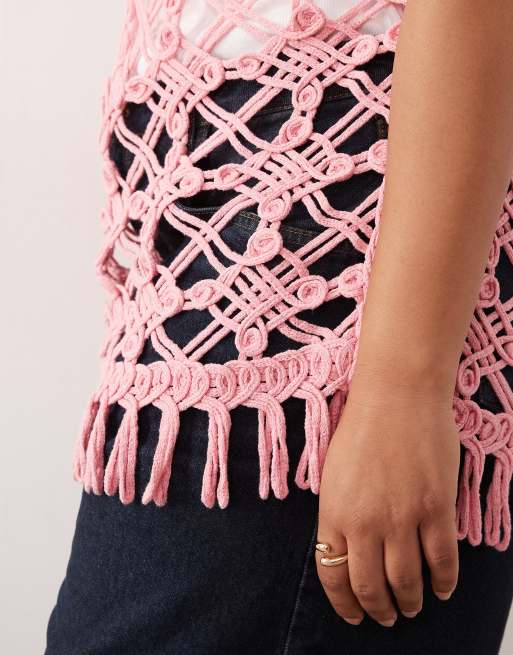 ARRANGE Curve - Pink ærmeløs top i hulstrik, 2 af 4