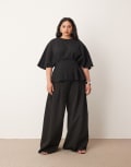[ARRANGE] ARRANGE Curve pleat waist tailored wide leg pants in black (Part of a set) 24 BLACK