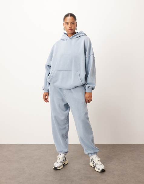 ARRANGE Curve premium acid wash joggers in soft blue - view 1