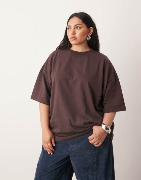 ARRANGE Curve oversized premium heavy weight t-shirt in chocolate
