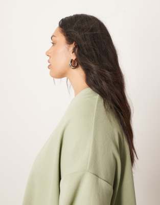 Arrange Curve Premium Heavy Weight Textured Jersey Oversized T-shirt In Green