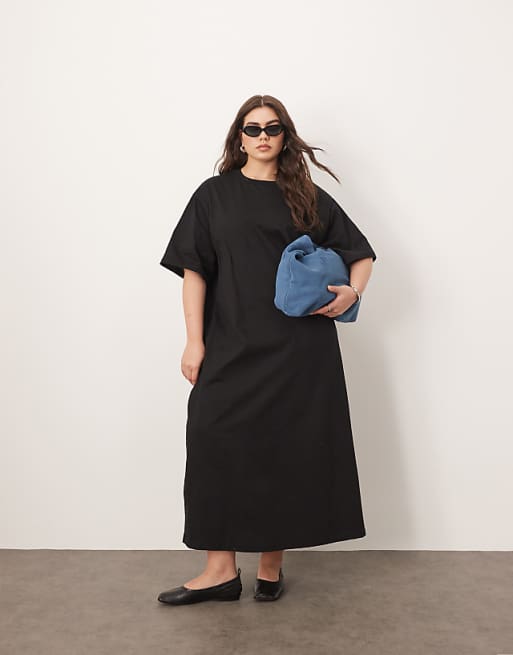 black midi shirt dress Veronica Beard Loxley Shirtdress | line silhouette The Supima Cotton Midi Shirt