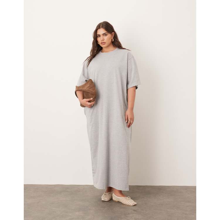 ARRANGE Curve premium heavyweight t-shirt midi dress in heather gray | ASOS
