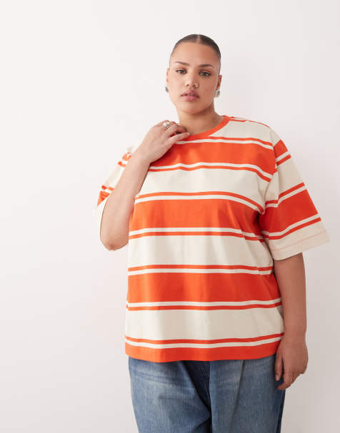 ARRANGE Curve - Premium - Kraftig T-shirt med røde striber - view 1