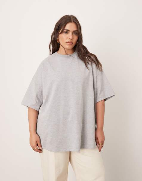 ARRANGE Curve - Premium - Oversized og kraftig gråmeleret T-shirt - view 1