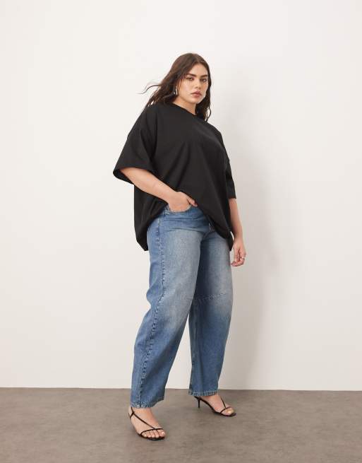 ARRANGE - Curve - Premium - Oversized T-shirt van zware stof in zwart, 2 van 4