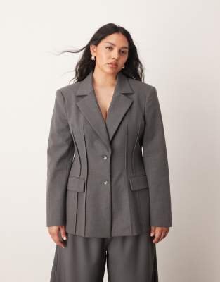 Arrange Curve Premium Sculpted Blazer In Gray