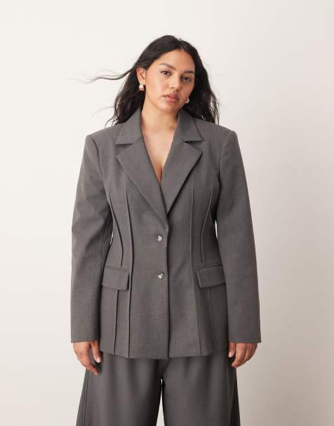 ARRANGE Curve premium sculpted blazer in grey marl - view 1