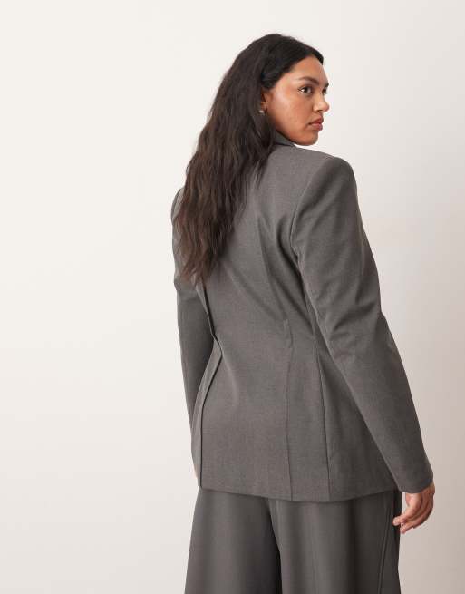 ARRANGE Curve premium sculpted blazer in grey marl, 4 of 4