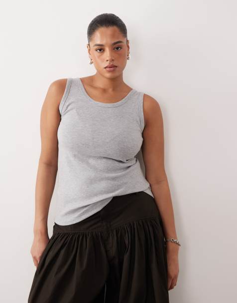 ARRANGE Curve premium vest top in grey marl - view 1