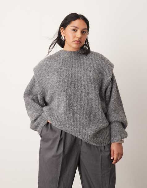 ARRANGE Curve – Pullover mit Schulterpolster aus Rippstrick in Anthrazit - view 1