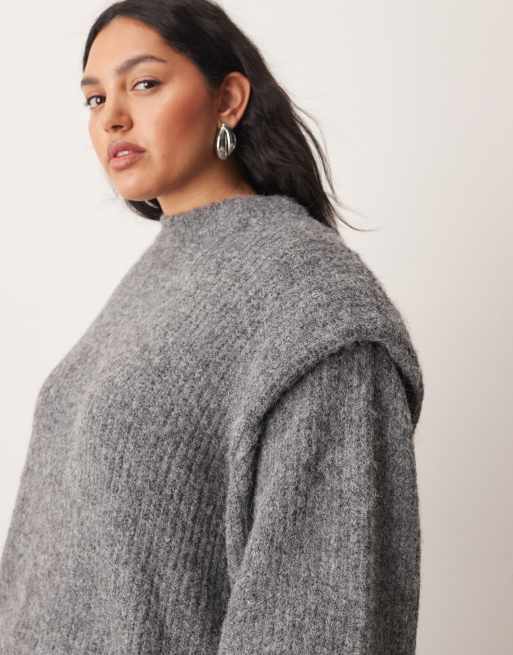 ARRANGE Curve – Pullover mit Schulterpolster aus Rippstrick in Anthrazit, 3 von 4