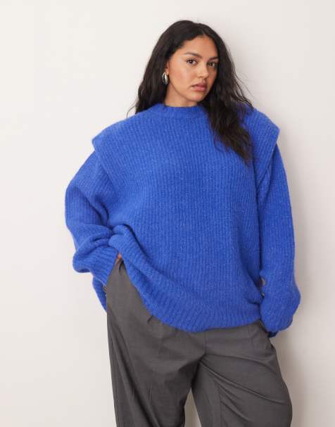 ARRANGE Curve – Pullover mit Schulterpolster aus Rippstrick in Kobaltblau - view 1