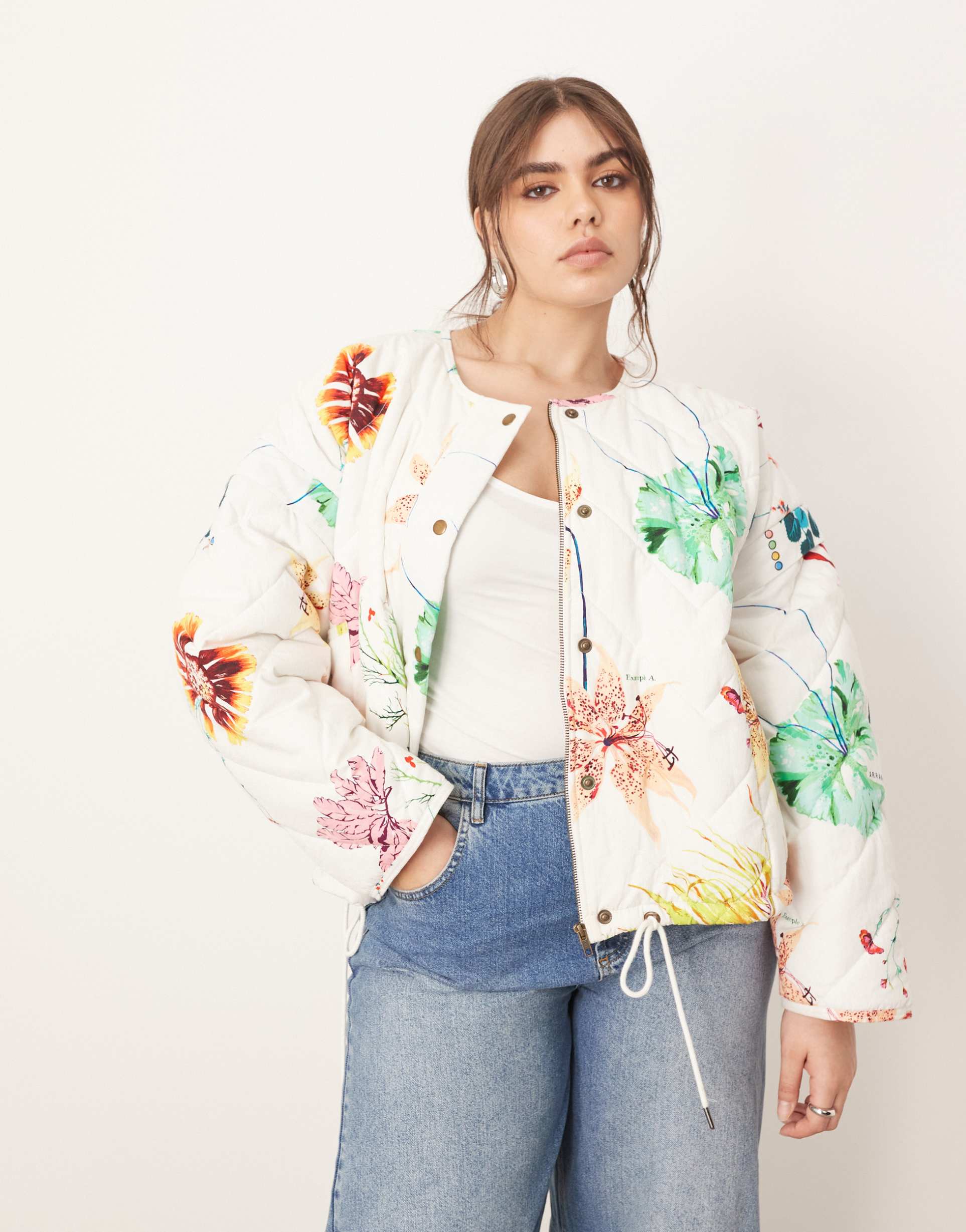 arrange curve quilted bomber jacket in botanical floral