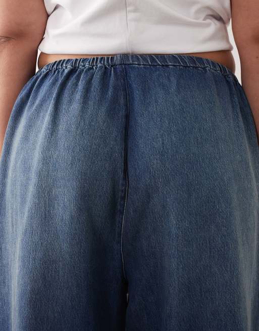 ARRANGE Curve – Quinn – Blå, tvättade jeans med barrelben och dragsko i midjan, 5 av 5