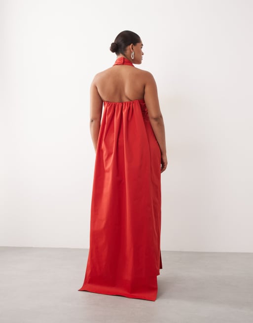 ARRANGE Curve - Robe longue dos nu à taille froncée - Rouge, 4 de 4