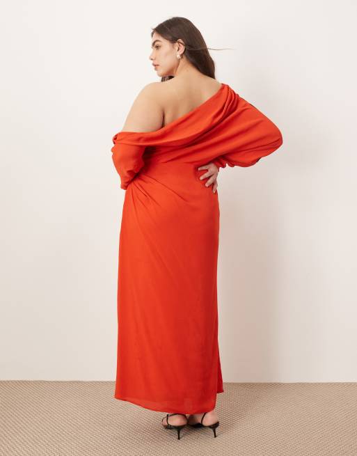 ARRANGE Curve Robe mi-longue effet drapé avec épaules larges et