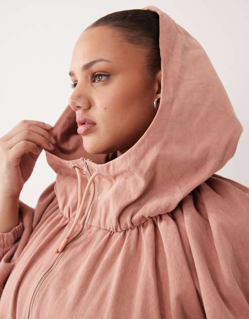 ARRANGE Curve – Rosa, stentvättad jacka med dragsko och vida ärmar, del av set, 3 av 4