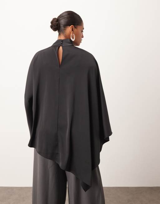 ARRANGE Curve - Satijnen top met cape-bovenlaag in zwart, 4 van 4