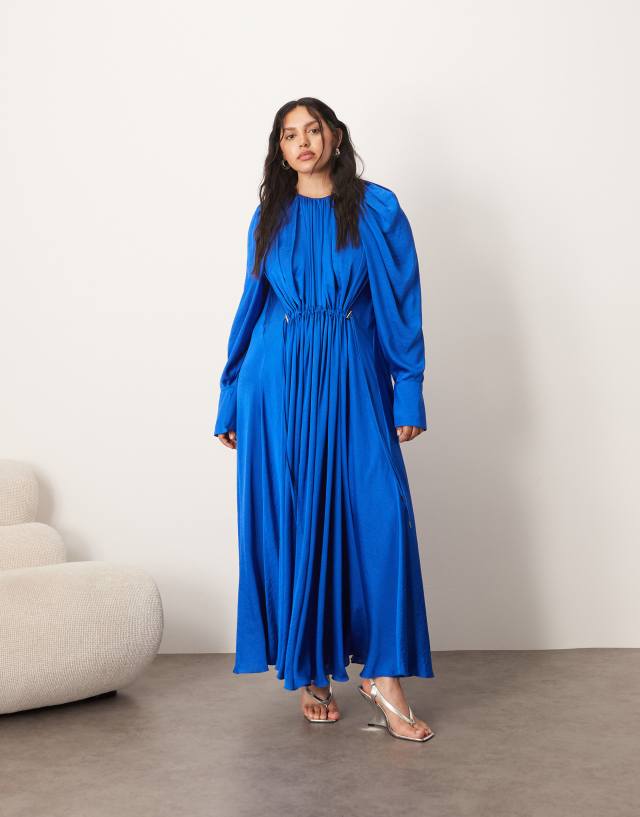 cobalt blue dress for women ARRANGE Curve satin drape maxi in CM21 40 Bianca Jagger Editorial Stock Coat Chest Size:48 The Waverly Dress in