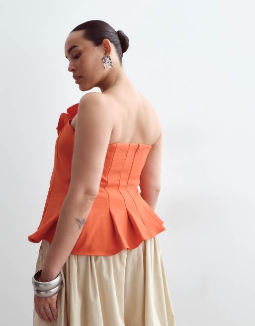 ARRANGE Curve sculpted bandeau top in red, 3 of 4