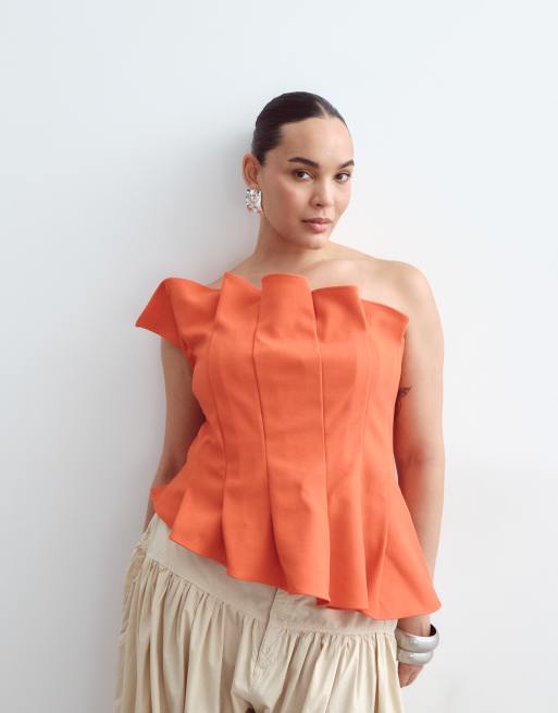 ARRANGE Curve sculpted bandeau top in red, 4 of 4