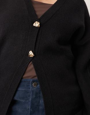 Arrange Curve Sculpted Waist Cardigan With Ovoid Sleeve In Black