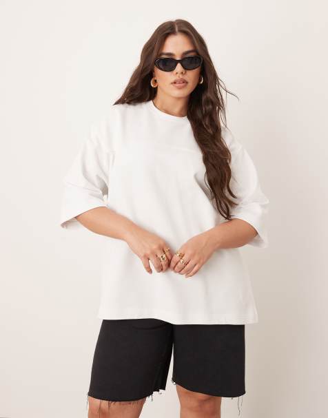 ARRANGE Curve seam detail oversized tshirt in white - view 1