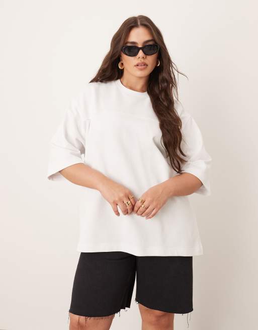 ARRANGE Curve seam detail oversized tshirt in white