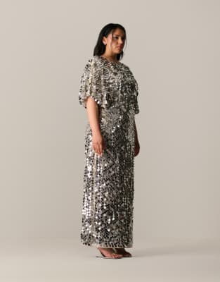 Arrange Curve Sequin And Fringe Strong Shoulder Maxi Dress