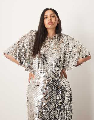 Arrange Curve Sequin And Fringe Strong Shoulder Maxi Dress