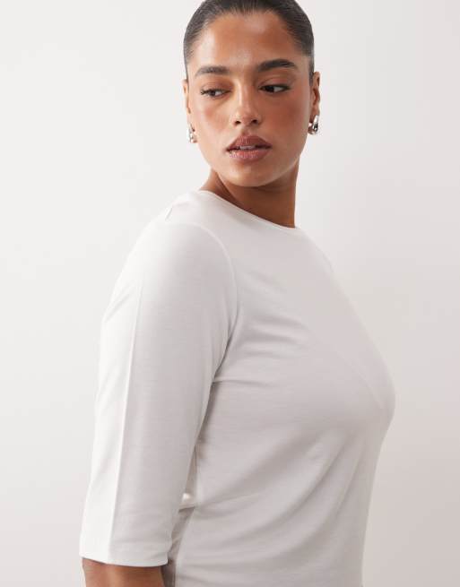 ARRANGE Curve slim fit half sleeve tee in white, 2 of 4
