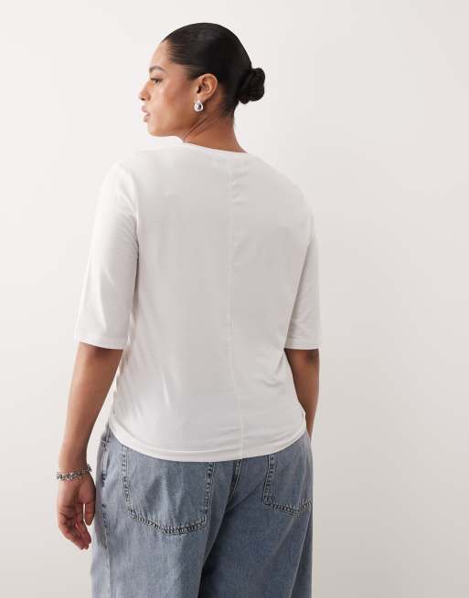 ARRANGE Curve slim fit half sleeve tee in white, 4 of 4
