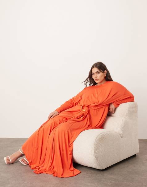 ARRANGE Curve soft pleats maxi dress with hardware detail in red - view 1