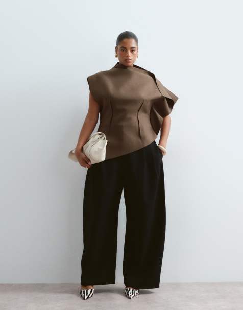 ARRANGE Curve Spence tailored wool trouser in black