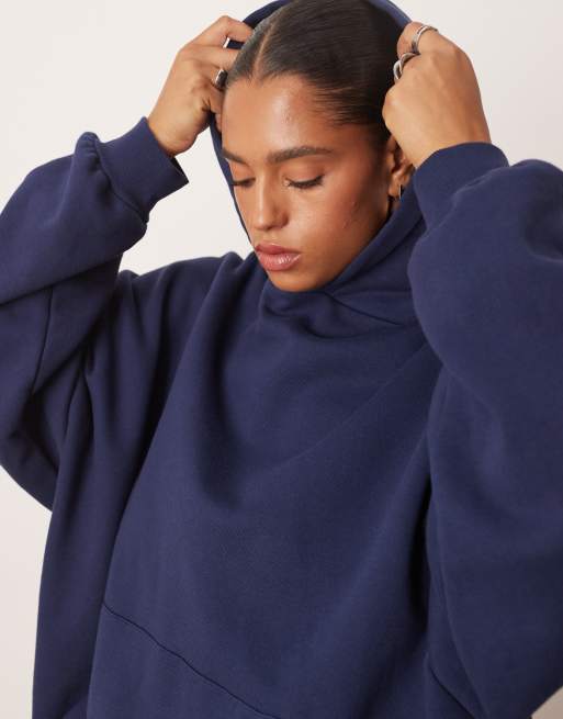 ARRANGE Curve - Sweat à capuche oversize en tissu épais de qualité supérieure - Bleu marine, 3 de 4
