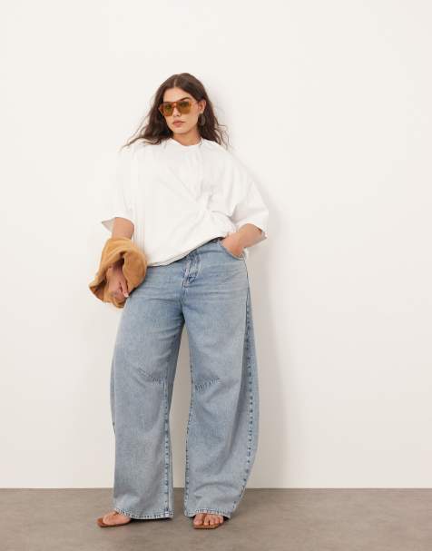 ARRANGE Curve Sydney denim barrel leg jeans in 90s light wash blue - view 1