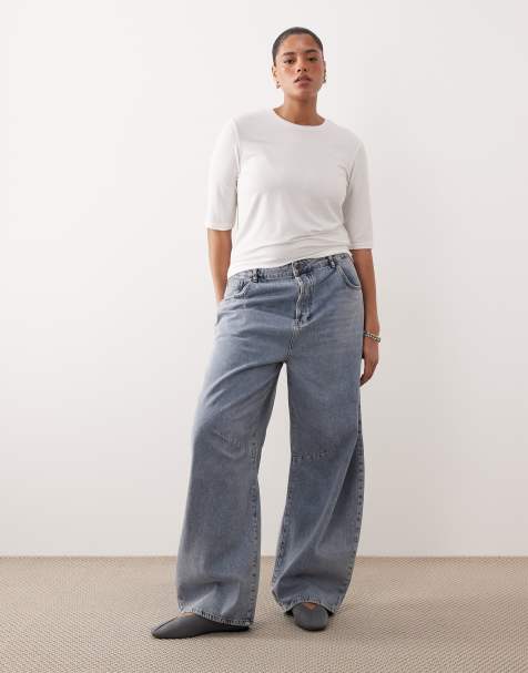 ARRANGE Curve Sydney denim barrel leg jean in 90's light wash blue